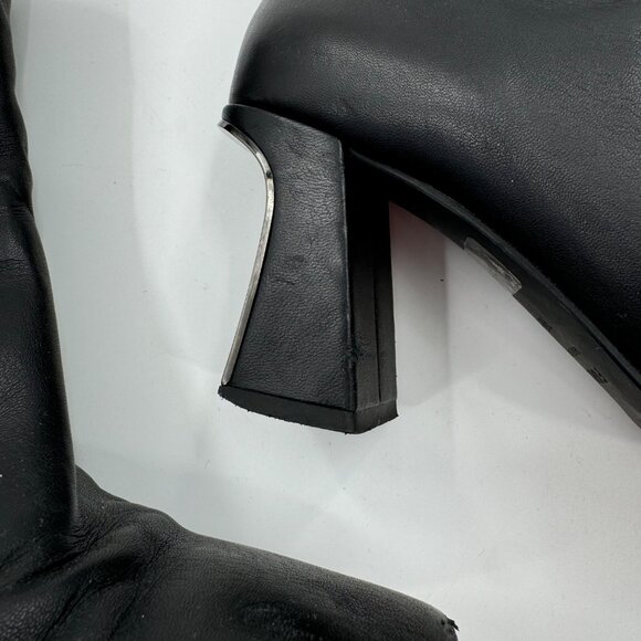 Furla Sirena Black Leather Square-Toe Ankle Boots Size7.5 or  38.5 Made In Italy - Picture 10 of 15